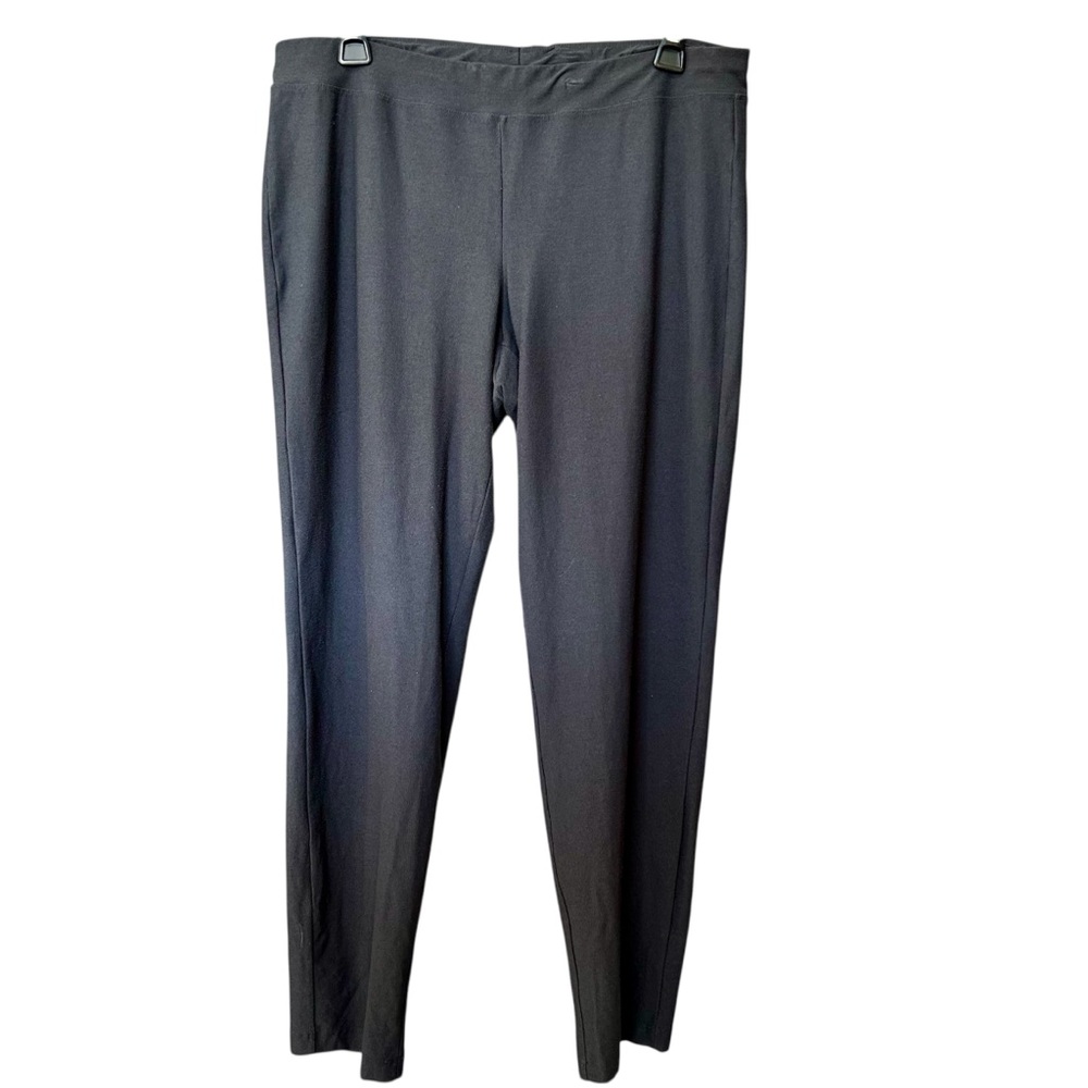 Eileen Fisher Stretch Crepe Pull On Knit Cropped Pants Sz Medium Dark Gray